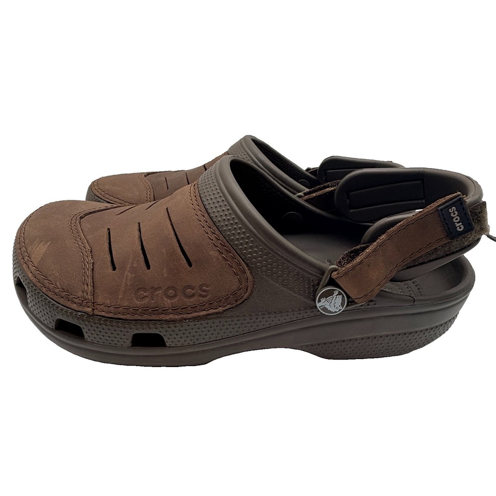 Crocs Shoes Men's Sz 10 Tan Bogota Clog Faux Leather Adjustable Strap Outdoor